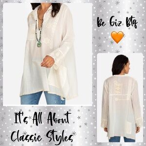 NWT Johnny Was Kit Patchwork Natural Cotton Tunic Size Small